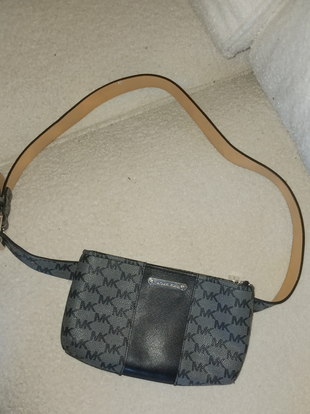 Michael Kors Black and Gray MK Logo Crossbody Belt Bag